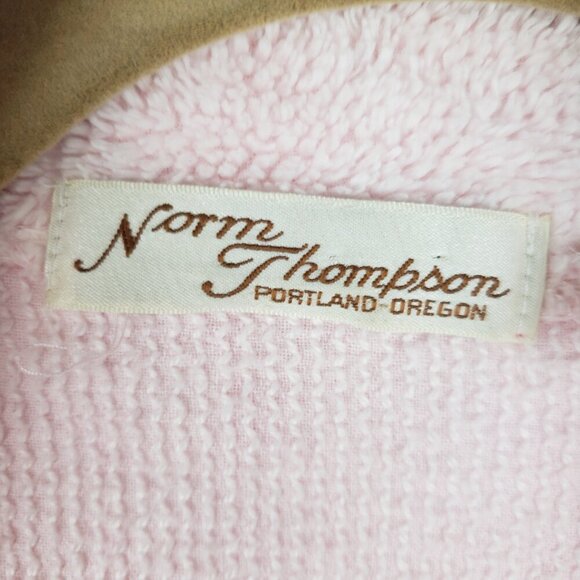 Norm Thompson Full Zip Robe Pink Cotton Terry Vintage Made in Ireland Size Large - Picture 6 of 8